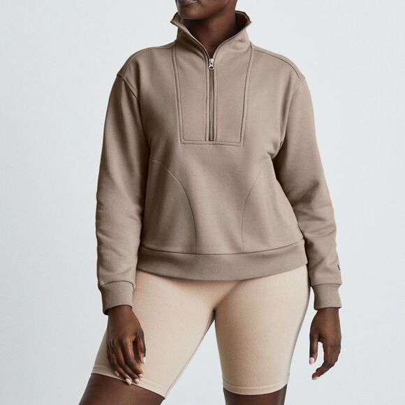 EVERLANE Half Track Zip Sweatshirt in Burnt Sugar XL - Picture 6 of 6